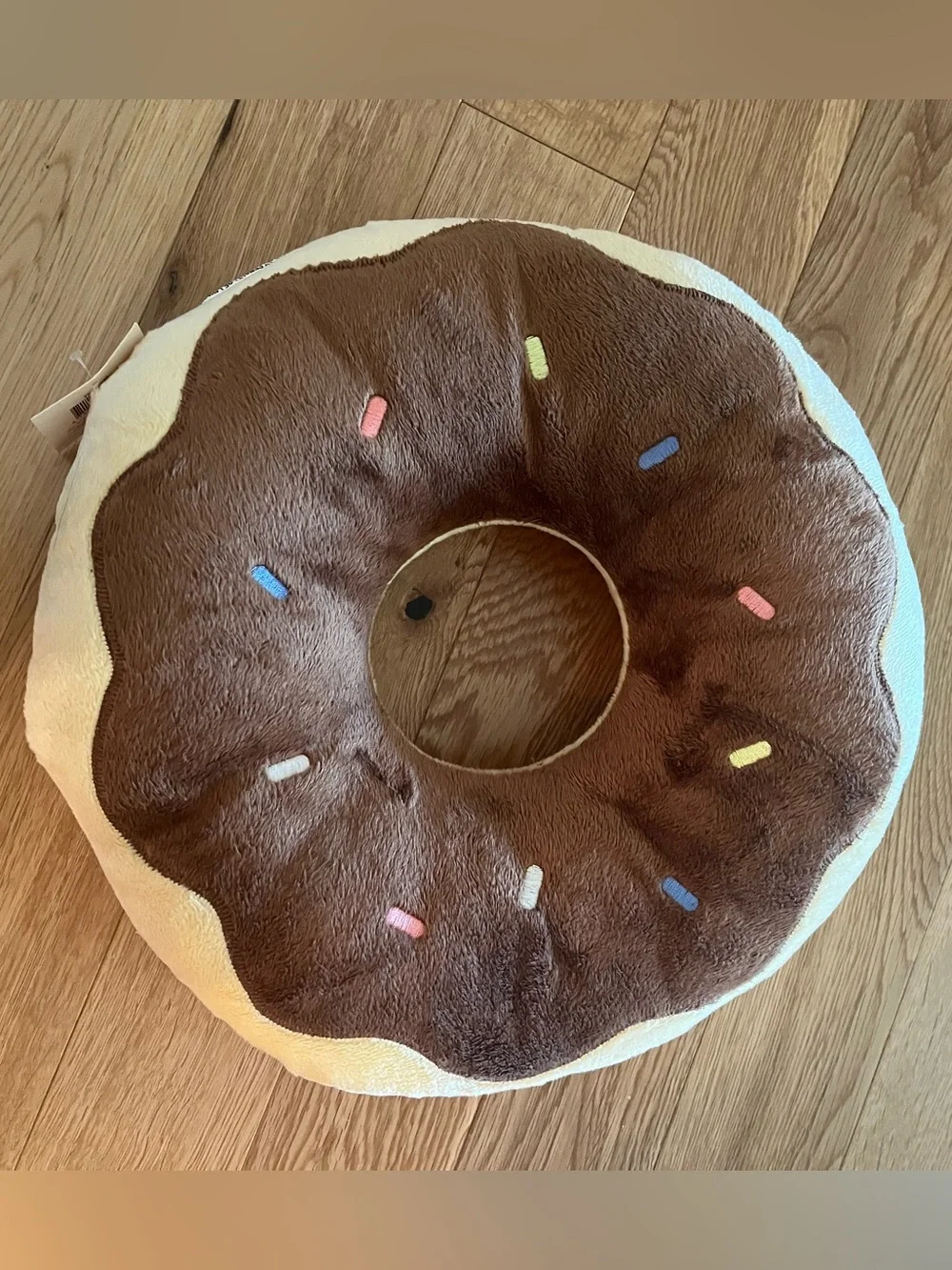 Donut Plush Decorative Pillow 14.25in Brown/Tan w Multicolor Sprinkles NWT